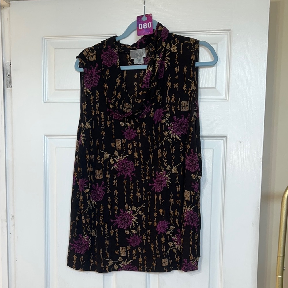 80 Elegant Black and Purple Sleeveless Top